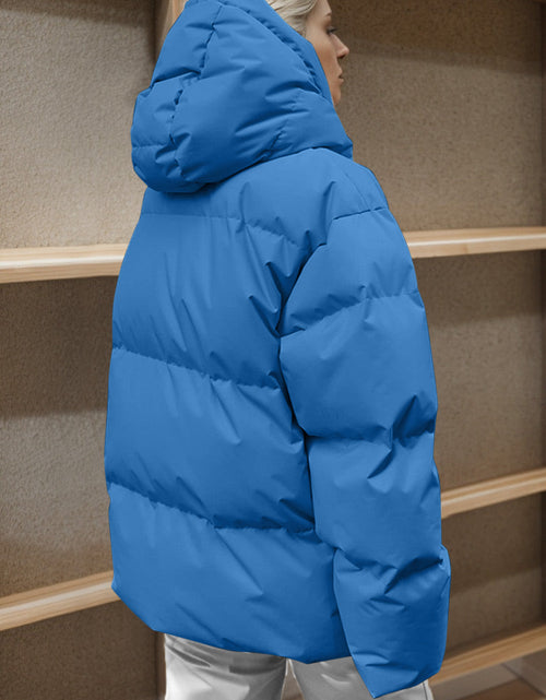 Load image into Gallery viewer, Pocketed Zip Up Hooded Puffer Jacket
