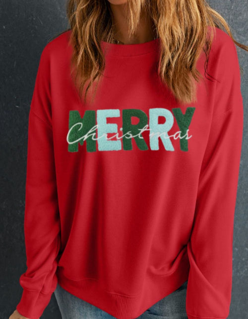 Load image into Gallery viewer, MERRY CHRISTMAS Contrast Long Sleeve Sweatshirt
