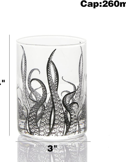 Load image into Gallery viewer, Octopus Tentacle Whiskey Glassware | Set of 2 | 9 OZ Handmade Craft Beer, Cocktail, Water, Bar Rock Glass - Kraken Tumbler Gift Set, Old Fashioned Rocks Glasses, Antique Design Extraordinary Detail by The Wine Savant
