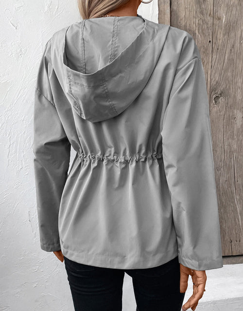 Load image into Gallery viewer, Ivy Lane Drawstring Zip Up Hooded Jacket

