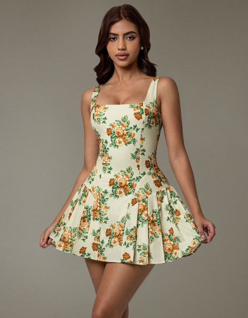 Load image into Gallery viewer, Floral Sleeveless Mini Pleated Dress
