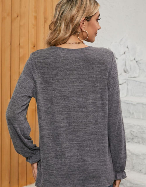 Load image into Gallery viewer, Ruched Round Neck Flounce Sleeve T-Shirt
