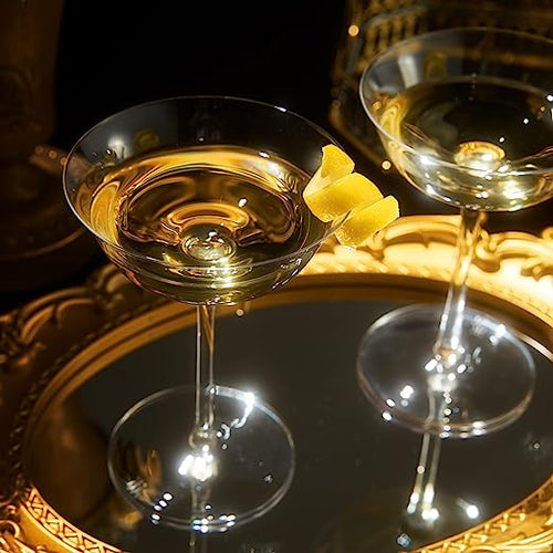 Load image into Gallery viewer, Vintage Crystal Coupe Glasses, Set of 2, Clear Radiance - Champagne, Martini, Cocktails - Hand Blown Classy Glass -Timeless Art Deco Design - Durable Sparkling Cocktail Barware, Home Bar (8 OZ) by The Wine Savant

