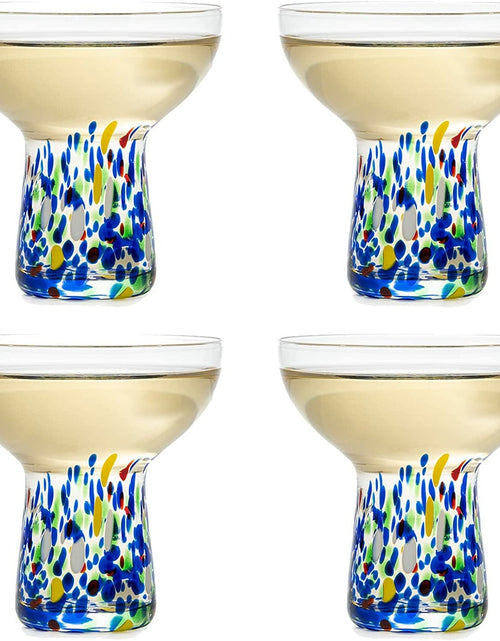Load image into Gallery viewer, Stemless Margarita Glass – Set of 4 - Luxury Hand Blown Confetti Margaritas, for Cocktails, Water, Wine, Dessert, Martini &amp; Champagne Glasses Cinco de Mayo, Hand Blown Glass - Mexican Confetti Design by The Wine Savant
