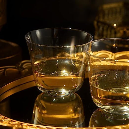 Load image into Gallery viewer, Vintage Crystal Lowball Tumbler Glasses, Set of 2, Clear Radiance - Spirits, Whiskey, Old Fashioned, Cocktails - Hand Blown Classy Glass -Timeless Art Deco Design - Durable Barware, Home Bar (5 OZ) by The Wine Savant
