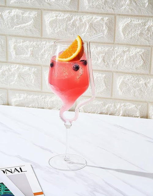 Load image into Gallery viewer, Straw Wine Glass, Spiral Vampire Wine Glass | 16oz | Stemmed Wine Glasses With A Built-In Straw, Creative Cocktail Glassware - Champagne, Gin &amp; Tonic, Juice, Water - Ideal Birthday Cup, Gift, Wedding by The Wine Savant
