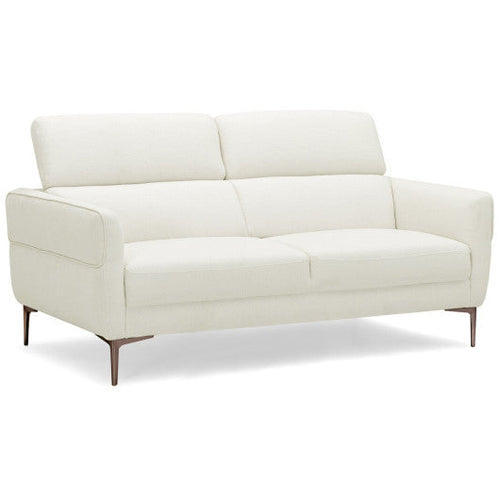 Load image into Gallery viewer, 72.5 Inch Modern Fabric Loveseat Sofa Couch with Adjustable Headrest-White
