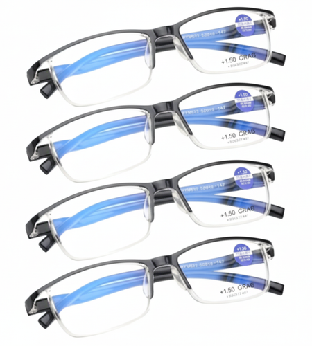 4 Pairs Anti-Blue Light Reading Glasses HD Lenses Spring Hinge Readers Unisex