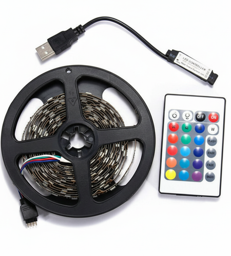 5V USB LED Strip Lights TV Back Light 5050 RGB Colour Changing with 24Key Remote