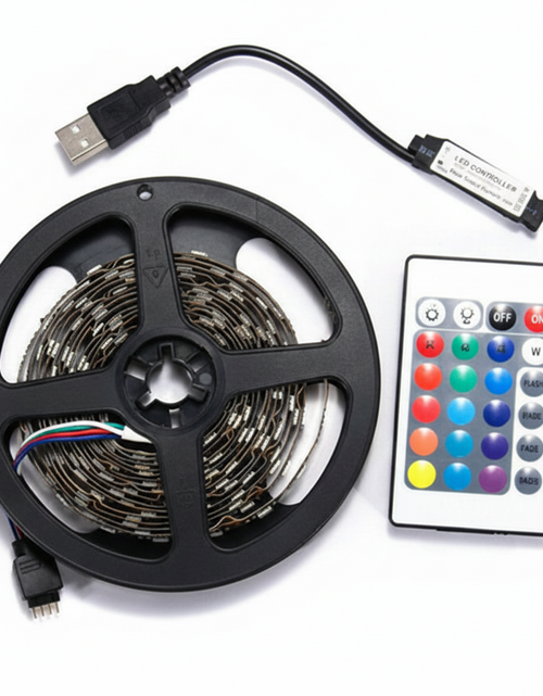 Load image into Gallery viewer, 5V USB LED Strip Lights TV Back Light 5050 RGB Colour Changing with 24Key Remote
