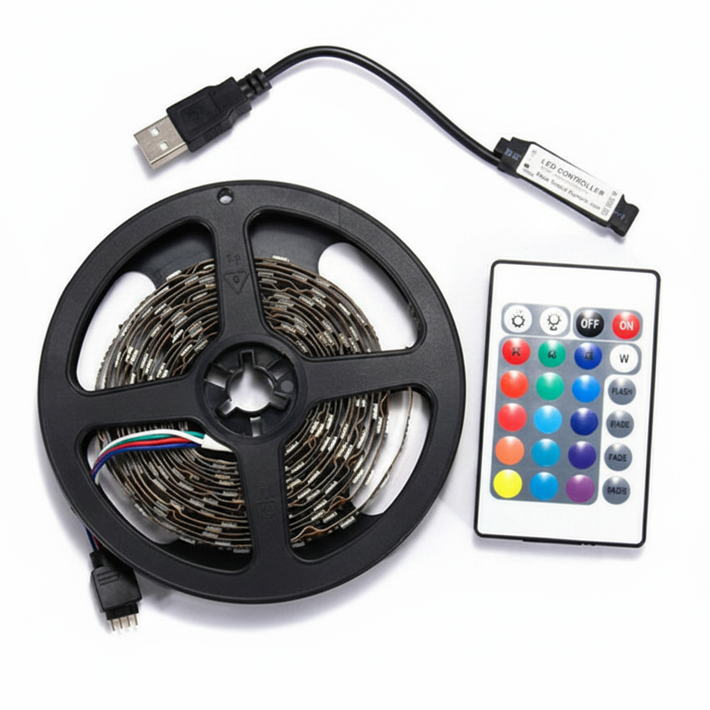 5V USB LED Strip Lights TV Back Light 5050 RGB Colour Changing with 24Key Remote