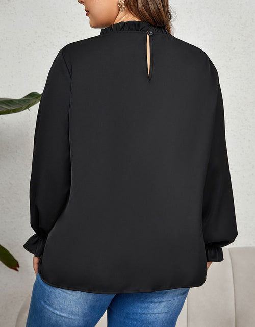 Load image into Gallery viewer, Honey Plus Size Round Neck Flounce Sleeve Blouse
