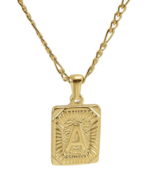 Load image into Gallery viewer, 18" Gold Plated Initial Letter Pendant Necklace Stainless Steel Figaro Chain
