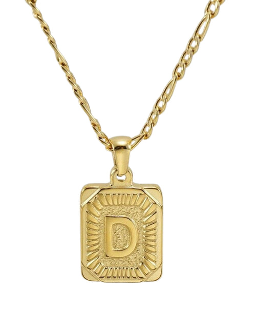 Load image into Gallery viewer, 18" Gold Plated Initial Letter Pendant Necklace Stainless Steel Figaro Chain
