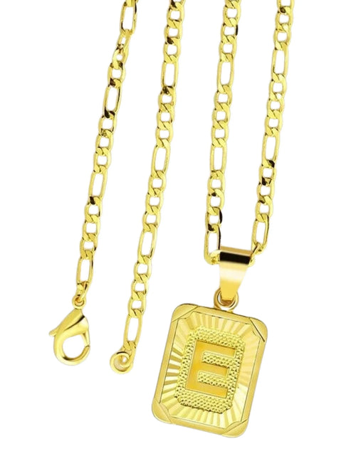 Load image into Gallery viewer, 18" Gold Plated Initial Letter Pendant Necklace Stainless Steel Figaro Chain
