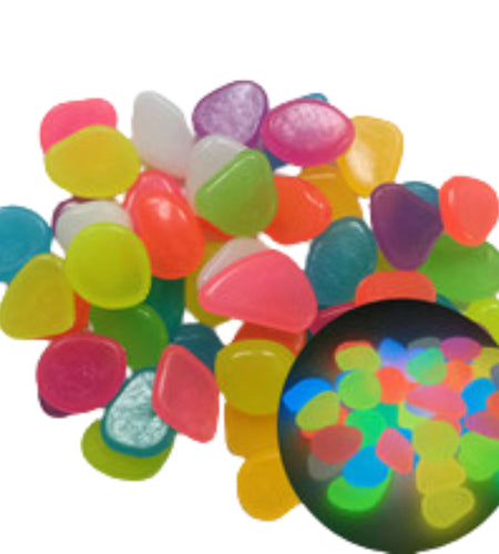 300PCS Glow in The Dark Pebbles Garden Glowing Rocks Fish Tank Luminous Stones