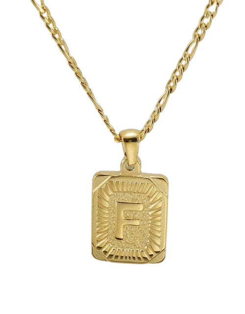 Load image into Gallery viewer, 18" Gold Plated Initial Letter Pendant Necklace Stainless Steel Figaro Chain
