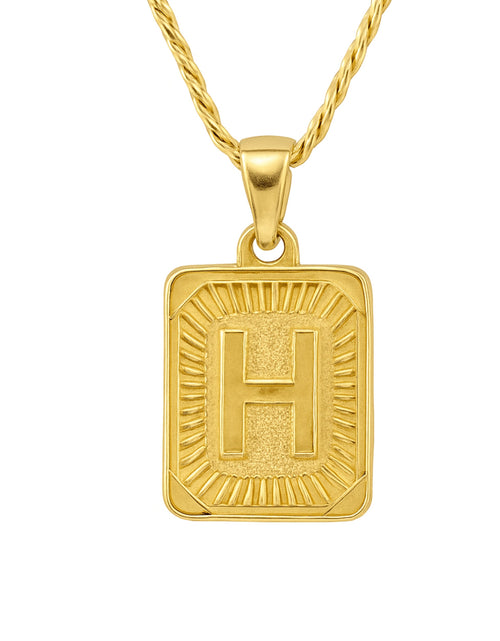 Load image into Gallery viewer, 18" Gold Plated Initial Letter Pendant Necklace Stainless Steel Figaro Chain
