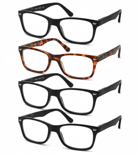 Mens Womens Reading Glasses 4 Pairs Unisex Classic Retro Spring Hinge Readers
