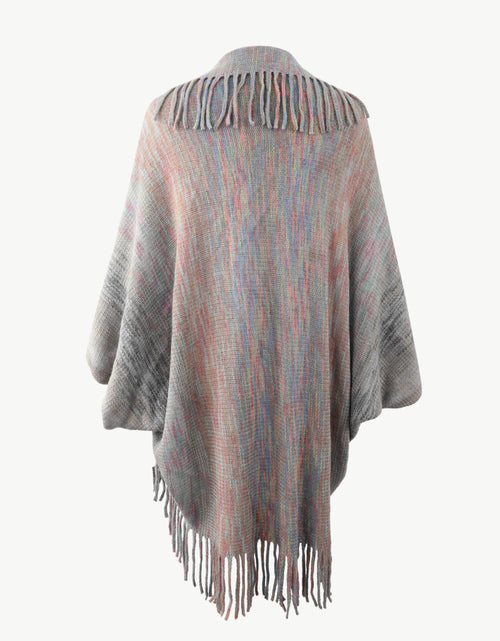 Load image into Gallery viewer, Multicolored Fringe Trim Poncho

