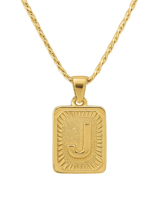 Load image into Gallery viewer, 18" Gold Plated Initial Letter Pendant Necklace Stainless Steel Figaro Chain
