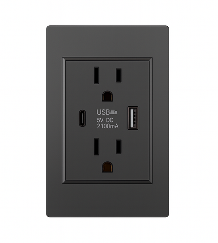 Dual USB Wall Outlet Port 15A Power Socket Charger AC Receptacle Plate Panel 110