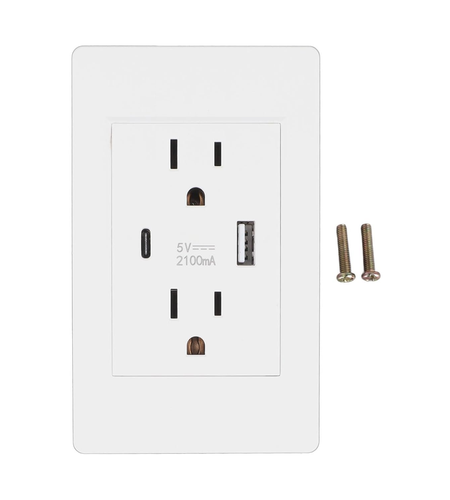 Dual USB Wall Outlet Port 15A Power Socket Charger AC Receptacle Plate Panel 110