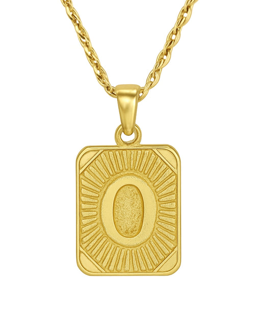 Load image into Gallery viewer, 18" Gold Plated Initial Letter Pendant Necklace Stainless Steel Figaro Chain
