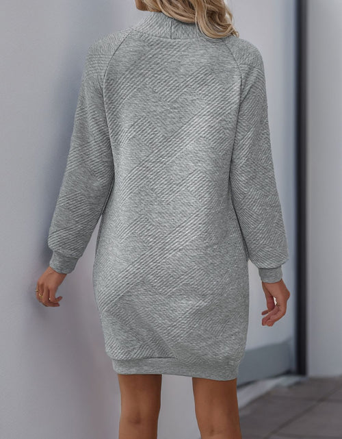 Load image into Gallery viewer, Perfee Texture Mock Neck Long Sleeve Mini Dress
