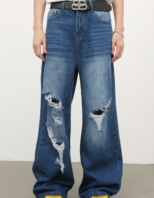 Load image into Gallery viewer, Men's Distressed Wide Leg Jeans
