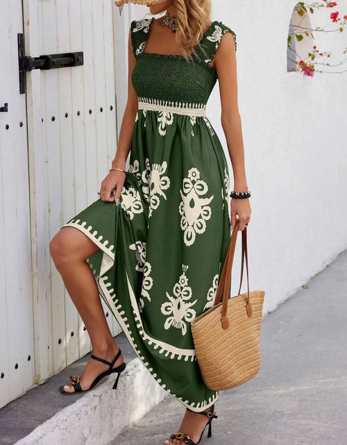 Load image into Gallery viewer, Smocked Printed Wide Strap Maxi Dress
