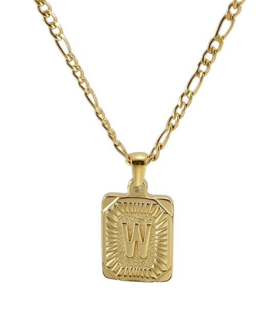 Load image into Gallery viewer, 18" Gold Plated Initial Letter Pendant Necklace Stainless Steel Figaro Chain
