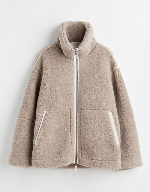 Load image into Gallery viewer, Zip Up Turtleneck Long Sleeve Plush Jacket
