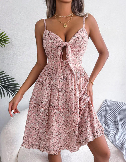 Load image into Gallery viewer, Frill Ditsy Floral Spaghetti Strap Mini Dress

