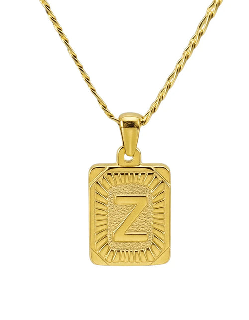 Load image into Gallery viewer, 18" Gold Plated Initial Letter Pendant Necklace Stainless Steel Figaro Chain
