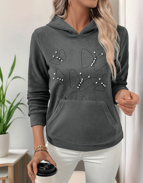 Load image into Gallery viewer, Perfee Pearl Butterfly Long Sleeve Hoodie
