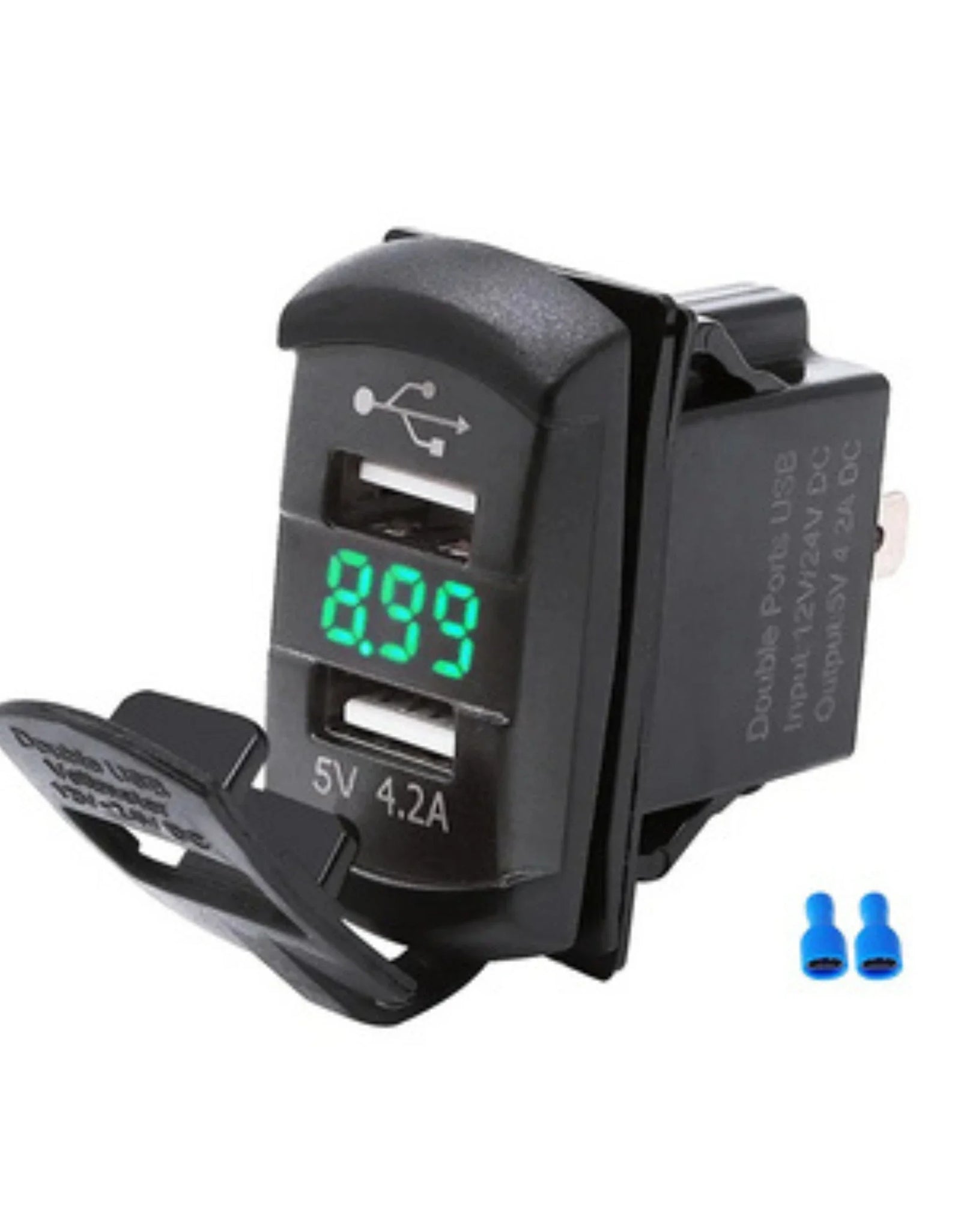 12V Dual USB Charger Socket LED Voltage Voltmeter Rocker Switch Panel Car Boat