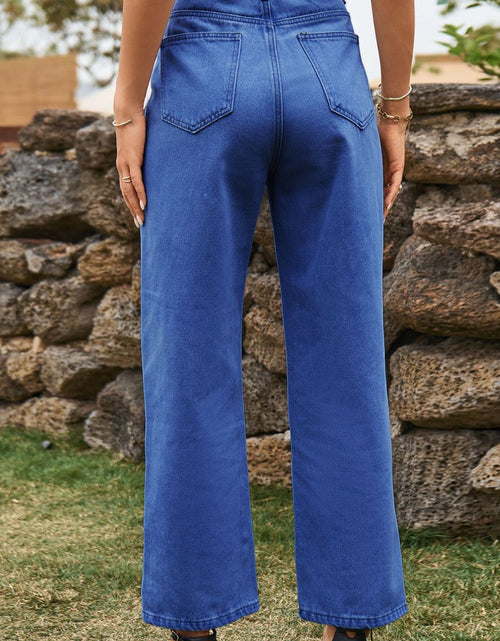 Load image into Gallery viewer, High Waist Loose Fit Ankle Slit Jeans
