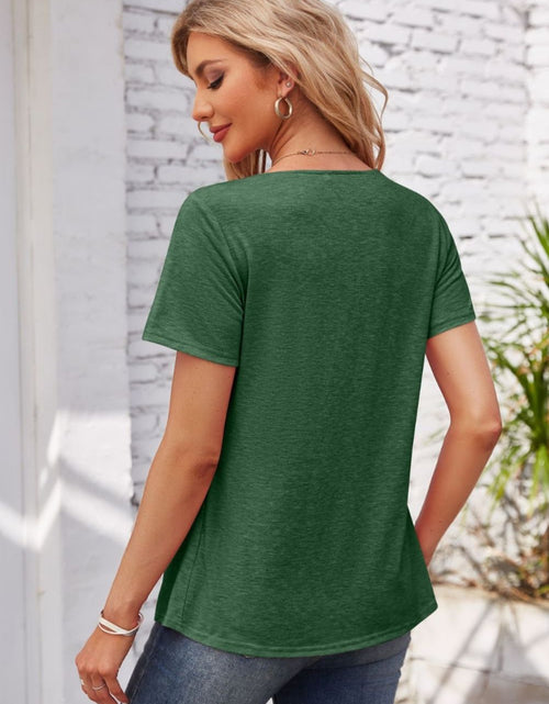 Load image into Gallery viewer, Decorative Button Scoop Neck T-Shirt
