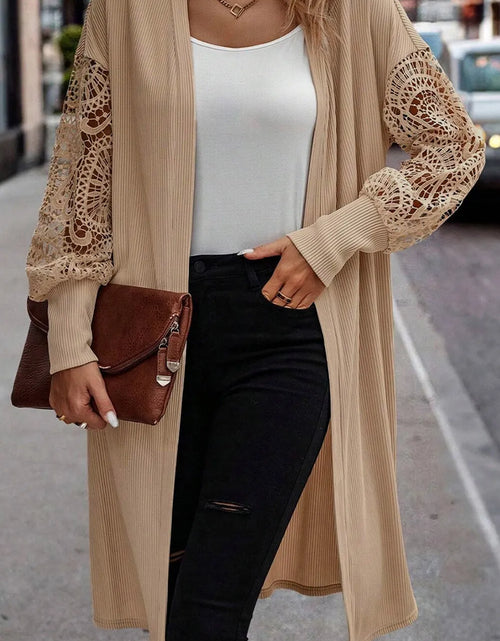 Load image into Gallery viewer, Open Front Lace Lantern Sleeve Cover-Up
