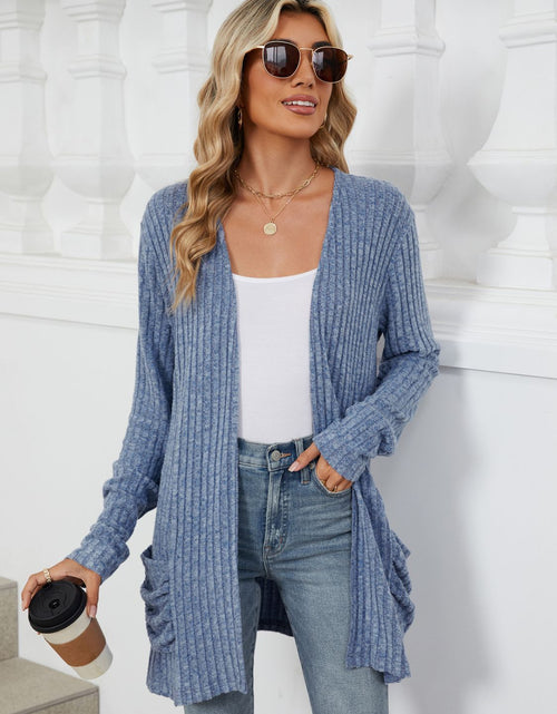 Load image into Gallery viewer, Pocketed Open Front Long Sleeve Cardigan

