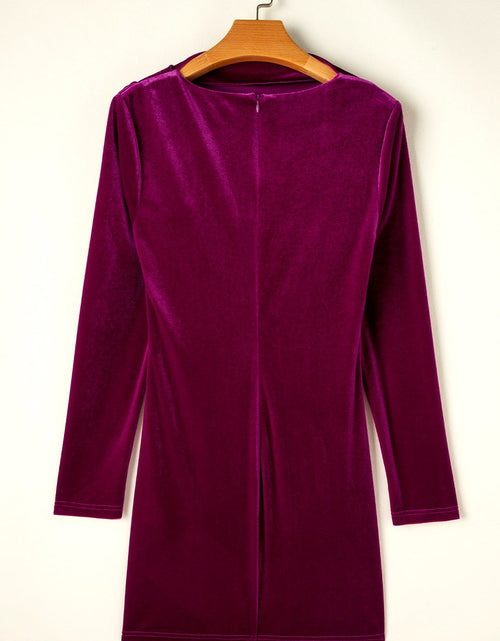 Load image into Gallery viewer, Ruched Mock Neck Long Sleeve Dress
