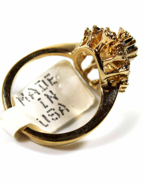 Load image into Gallery viewer, Vintage Ring Genuine Opal with Clear and Ruby Austrian Crystals 18kt Yellow Gold Electroplated by PVD Vintage Jewelry
