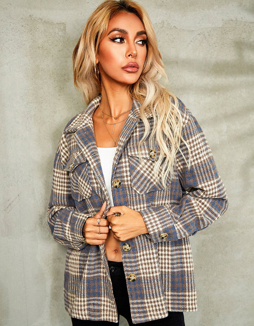 Load image into Gallery viewer, Plaid Button Down Collared Jacket
