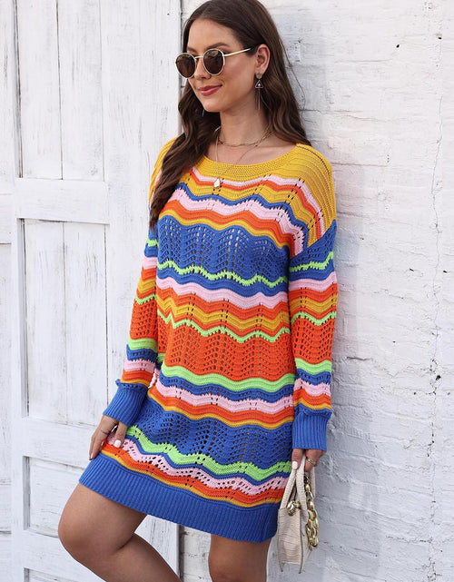 Load image into Gallery viewer, Openwork Round Neck Sweater Dress
