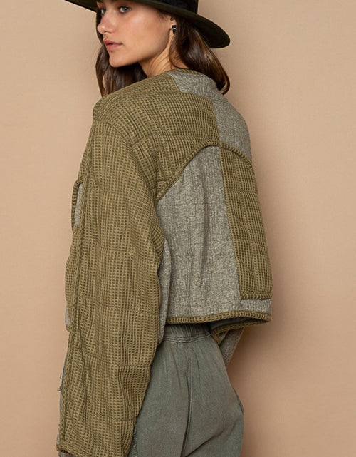 Load image into Gallery viewer, POL Quilted Knit Viding Detail Knit Patch Jacket

