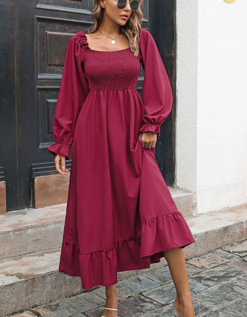 Load image into Gallery viewer, Smocked Ruffle Hem Flounce Sleeve Dress
