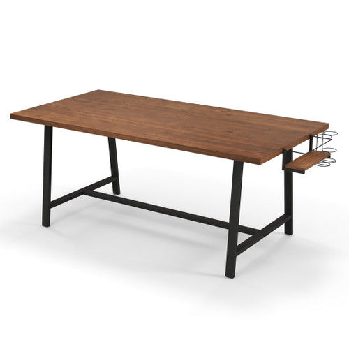 Load image into Gallery viewer, 72 Inch Dining Table Rectangular Kitchen Table with 2-Bottle Wine Rack for 5-7-Walnut
