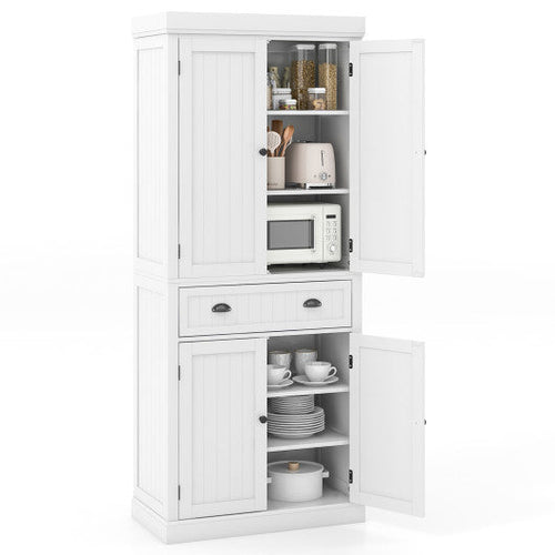 Load image into Gallery viewer, Kitchen Pantry Storage Cabinet with Doors Drawer and Adjustable Shelves-White
