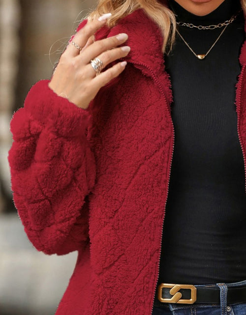 Load image into Gallery viewer, Fuzzy Pocketed Zip Up Jacket
